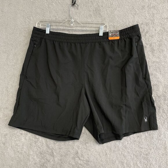NEW Spyder Active Men's XXL Pro Web Black Athletic Shorts - Picture 2 of 10
